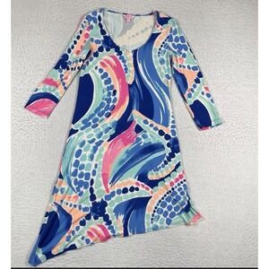Lilly Pulitzer ARIANA Asymmetric SWING DRESS Multi Ocean‎ Jewels S